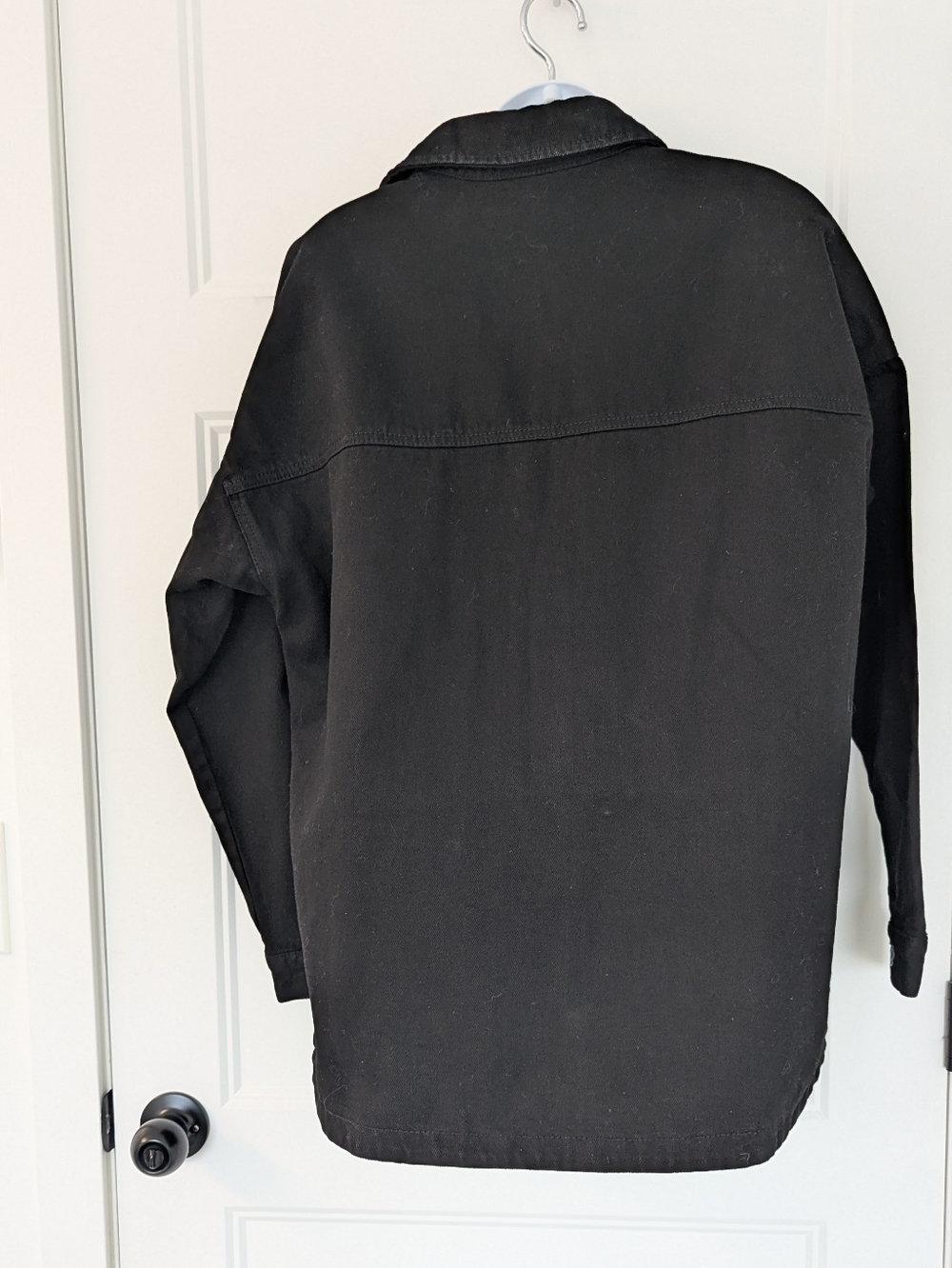 Hudson Jeans Women Oversized Denim Shacket Washed Black Cotton Shirt Jacket S - Picture 5 of 9